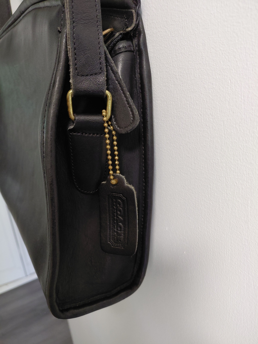 Vintage Coach Carlyle Black Leather  Shoulder Bag Purse - Picture 10 of 15